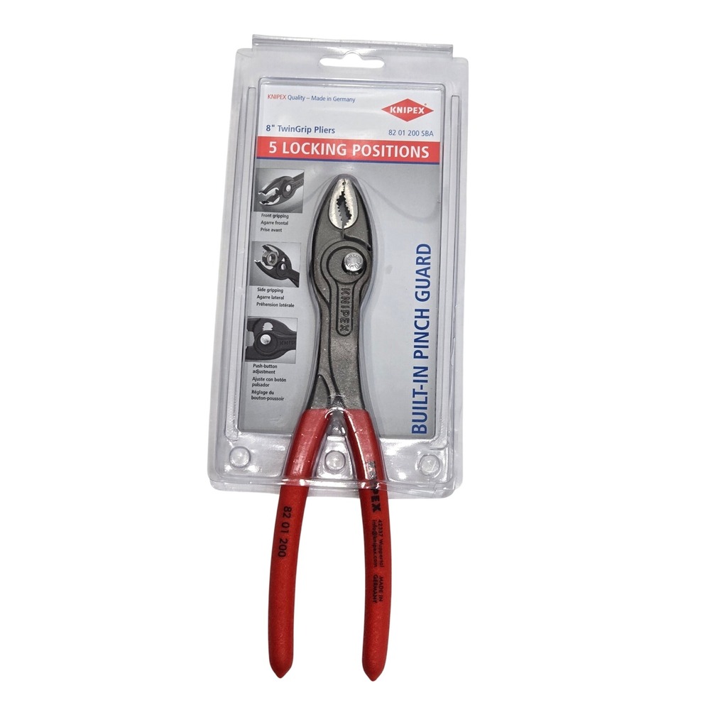 Knipex 8201200SBA 8 Inch TwinGrip Slip Joint Pliers 5 Position Made in Germany